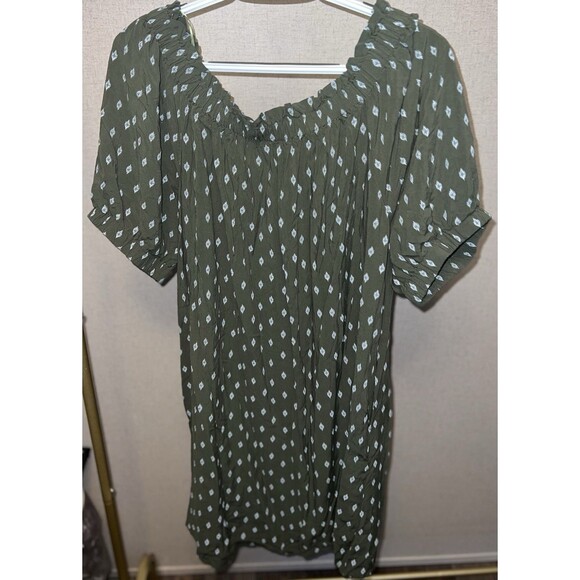 Time and Tru Women's Textured Mini Dress Puff Sleeves Size 2XL Color Green - Picture 4 of 4